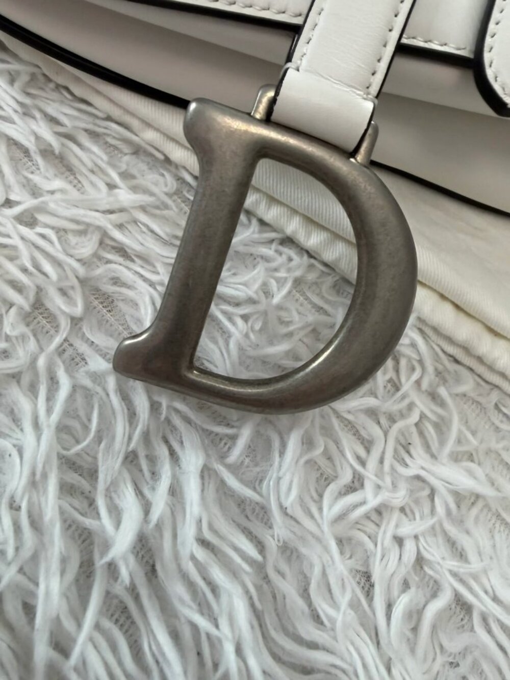 Christian Dior White Calfskin Saddle Bag - Picture 10 of 12